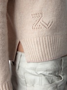 Pull Sourcy 100% Cachemire - Pull en 100% cachemire beige à col rond et manches longues.