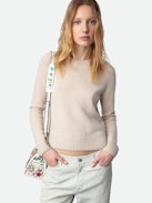 Pull Sourcy 100% Cachemire - Pull en 100% cachemire beige à col rond et manches longues.