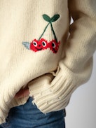 Bleeza Jumper 100% Merino Wool - Ecru distressed-effect 100% merino wool jumper with mock neck and customised detailed designed by Humberto Cruz.