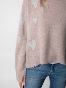 Markus Heart Cashmere Sweater - Women's light pink sweater with heart-shaped motifs.