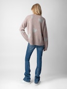 Markus Heart Cashmere Sweater - Women's light pink sweater with heart-shaped motifs.