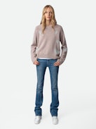 Markus Heart Cashmere Sweater - Women's light pink sweater with heart-shaped motifs.
