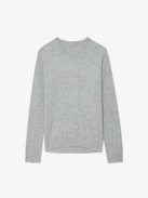 Cici Patch Cashmere Sweater - Women’s grey cashmere sweater with star patch embroidered on elbows.