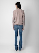 Pullover Vivi 100% Kaschmir - Langärmeliger 100% Kaschmirpullover in Rosa mit sternförmigen Ellenbogenpatches.