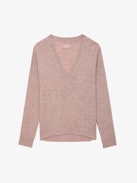Pullover Vivi 100% Kaschmir - Langärmeliger 100% Kaschmirpullover in Rosa mit sternförmigen Ellenbogenpatches.
