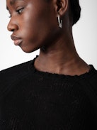 Moira Sweater - Women's black cropped knit sweater.