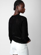 Moira Sweater - Women's black cropped knit sweater.