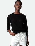 Moira Sweater - Women's black cropped knit sweater.