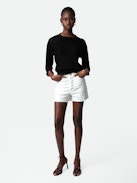 Moira Sweater - Women's black cropped knit sweater.