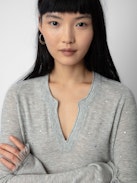 Riviera Cashmere Sweater - Women's grey cashmere sweater with diamanté.