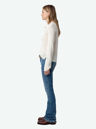 Salmyr Jumper - Jumper with wing motifs, Tunisian collar and long sleeves.