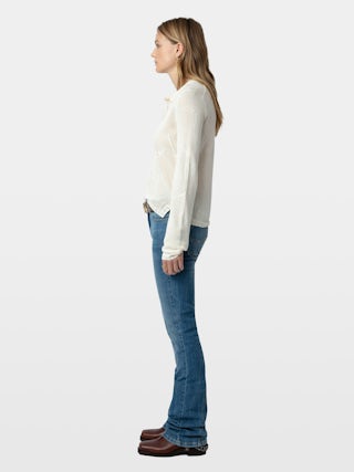 Salmyr Jumper - Jumper with wing motifs, Tunisian collar and long sleeves.