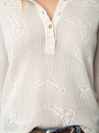 Salmyr Jumper - Jumper with wing motifs, Tunisian collar and long sleeves.