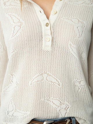 Salmyr Jumper - Jumper with wing motifs, Tunisian collar and long sleeves.