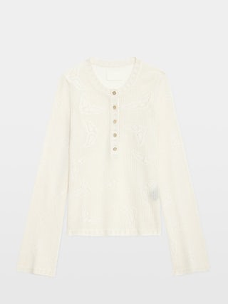 Salmyr Jumper - Jumper with wing motifs, Tunisian collar and long sleeves.