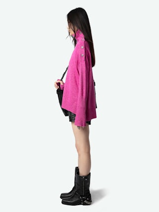 Alma Jumper - Jumper with stand-up collar and star buttons with rhinestones on the shoulder.