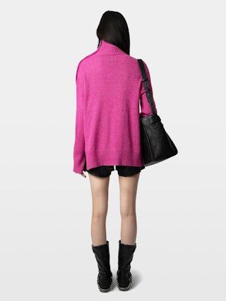 Jumper Alma - Jumper with high neck and rhinestone star buttons on the shoulder.