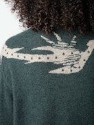 Markus Cashmere Sweater - Long-sleeved, loose-fitting sweater in green cashmere with plant motif and metallic embroidery.