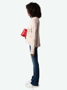 Markus Cashmere Sweater - Long-sleeved, loose-fitting sweater in pale pink cashmere with floral motifs and embroidery and the message "L'amour & All The Feelings".