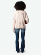 Markus Cashmere Sweater - Long-sleeved, loose-fitting sweater in pale pink cashmere with floral motifs and embroidery and the message "L'amour & All The Feelings".