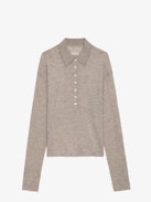Jersey Marly 100% Cachemir - Jersey de 100% cachemira pluma, con cuello de polo y alas bordadas en la espalda.