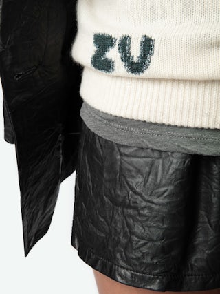 Moony Jumper 100% Cashmere - Hooded jumper with intarsia motifs and metallic embroideries heart and ZV signature.