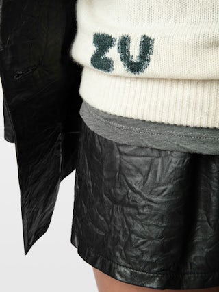 Moony Jumper 100% Cashmere - Hooded jumper with intarsia motifs and metallic embroideries heart and ZV signature.