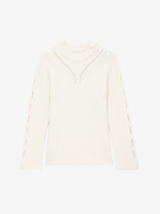 Sulky Jumper 100% Merino Wool - Ribbed jumper with openwork cable details and long sleeves.