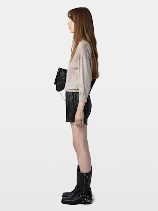 Jumper Kansy 100% merino wool - Jumper with 3/4 sleeves and all-over crystal rhinestones.