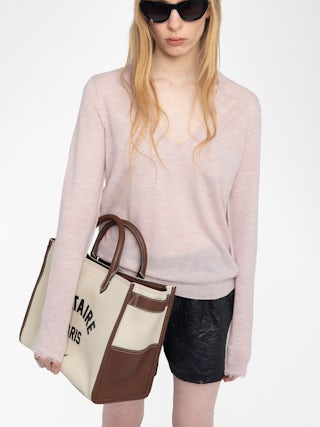 Rivy Cashmere Sweater - V-neck sweater with long sleeves.
