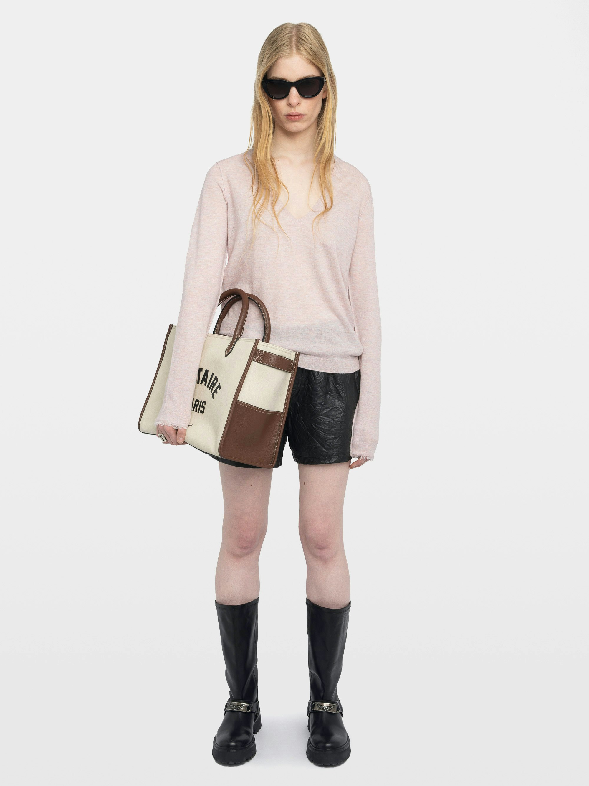 Rivy Pink V Neck Cashmere Sweater | Zadig&Voltaire