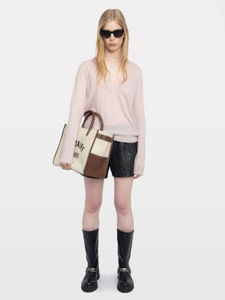 Rivy Cashmere Sweater - V-neck sweater with long sleeves.