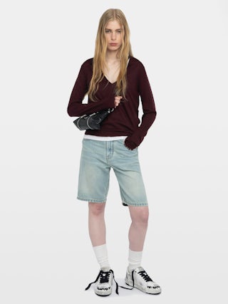 Jumper Rivy 100% Cashmere - Long-sleeved V-neck jumper.