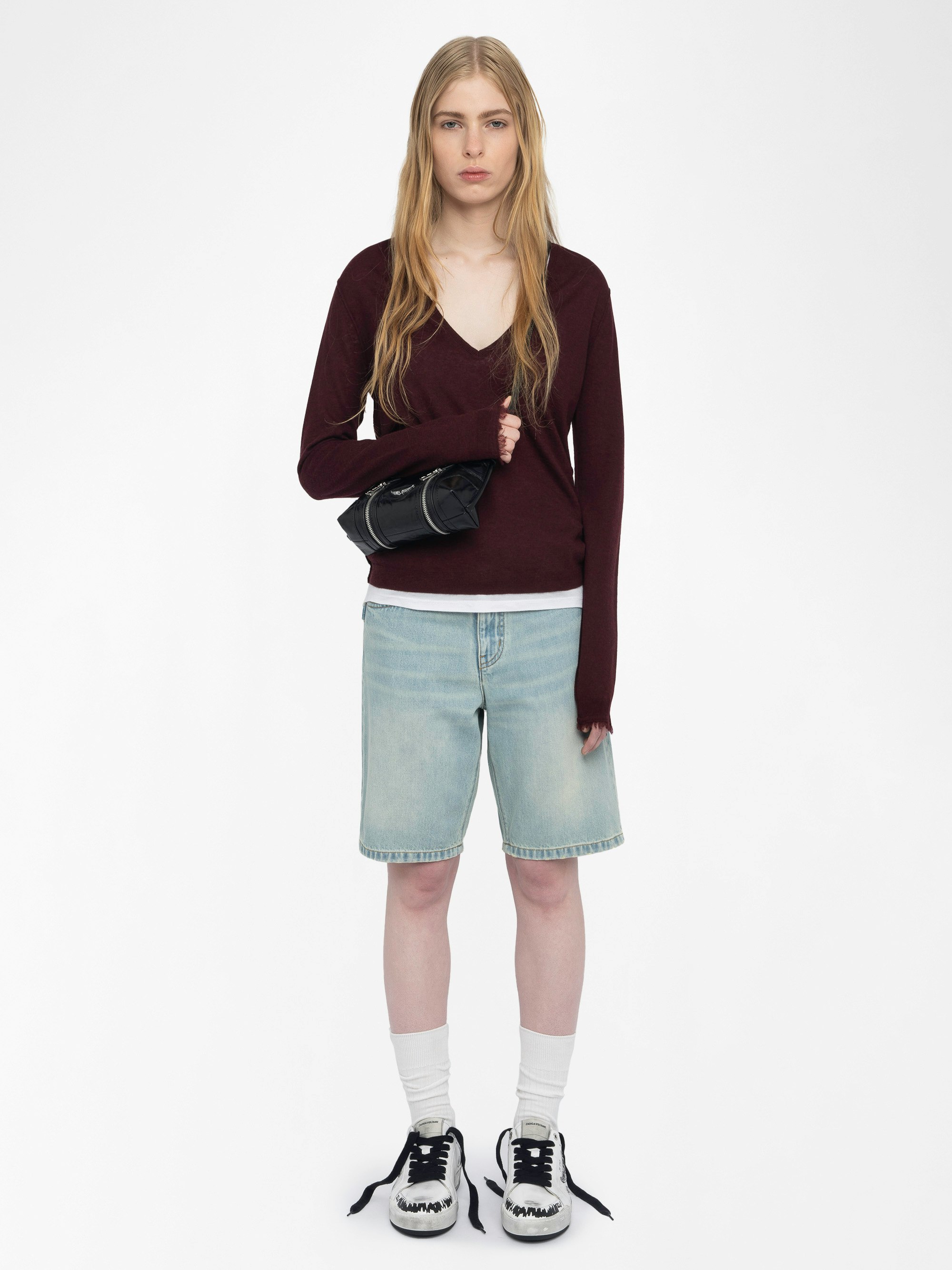 Rivy Jumper 100% Cashmere - Long-sleeved V-neck jumper.