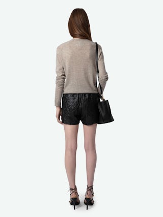 Rivy Jumper 100% Cashmere - Jumper with V-neck, long sleeves, wing embroidery on the back and worn-effect edges.