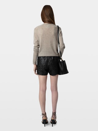 Jumper Rivy 100% Cashmere - V-neck jumper with long sleeves, signature wings embroidery at the back and distressed rib trims.