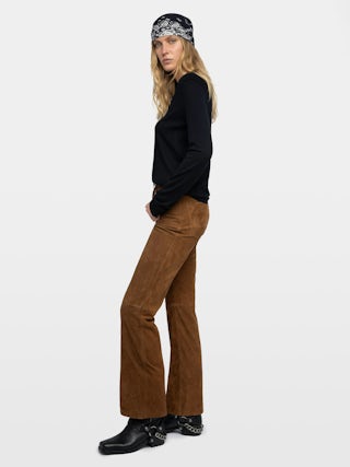 Jumper Rivy 100% Cashmere - Feather cashmere sweater with V-neck, long sleeves, wing embroidery on the back and worn-effect edges.