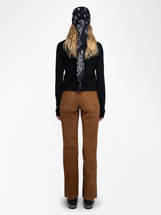 Rivy Jumper 100% Cashmere - Feather cashmere sweater with V-neck, long sleeves, wing embroidery on the back and worn-effect edges.