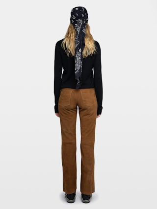 Jumper Rivy 100% Cashmere - Feather cashmere sweater with V-neck, long sleeves, wing embroidery on the back and worn-effect edges.