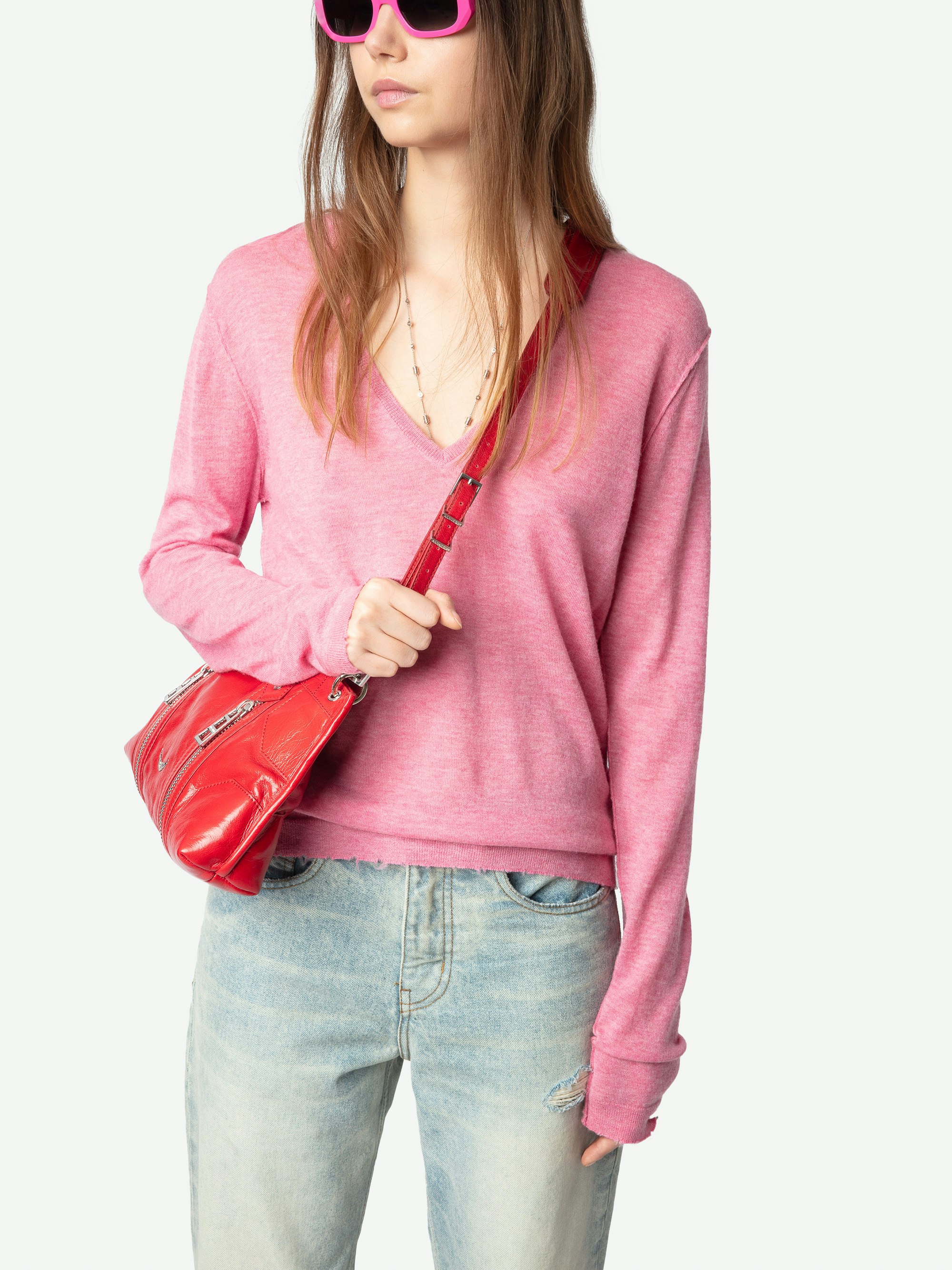 Rivy Cashmere Sweater - Long-sleeved V-neck sweater.
