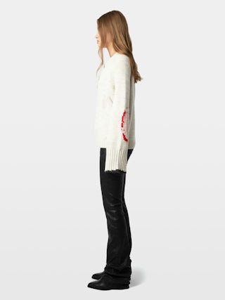 Halty Jumper - Jumper with geometric patterns at the elbows, long sleeves and contrasting slit cuffs.