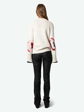 Halty Jumper - Jumper with geometric patterns at the elbows, long sleeves and contrasting slit cuffs.