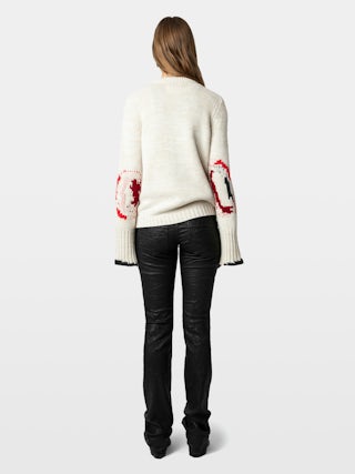 Halty Jumper - Jumper with geometric patterns at the elbows, long sleeves and contrasting slit cuffs.