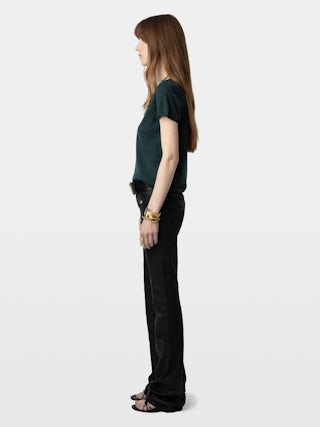 Jumper Celsy 100% Cashmere - Henley jumper with short sleeves, signature wings embroidery at the back and distressed-effect ribbed trims.