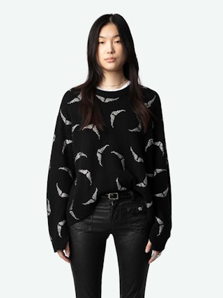 Markus Diamanté Wings Cashmere Sweater - Long-sleeved, loose cashmere sweater with signature wings embellished with diamanté details.