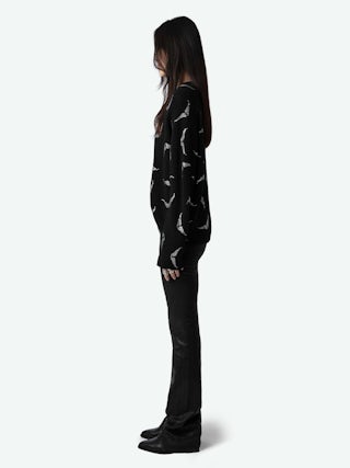 Markus Diamanté Wings Cashmere Sweater - Long-sleeved, loose cashmere sweater with signature wings embellished with diamanté details.