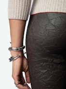 Sourcy Cashmere Sweater - Long-sleeved grey-brown cashmere sweater with contrasting piping.
