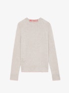 Sourcy Cashmere Sweater - Long-sleeved grey-brown cashmere sweater with contrasting piping.