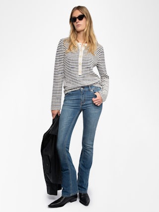 Mandala Jumper - Long-sleeved sailor sweater with buttoned collar.