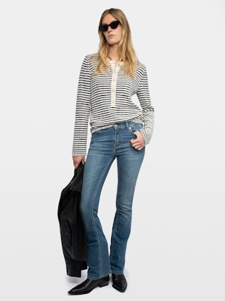 Mandala Jumper - Long-sleeved sailor sweater with buttoned collar.